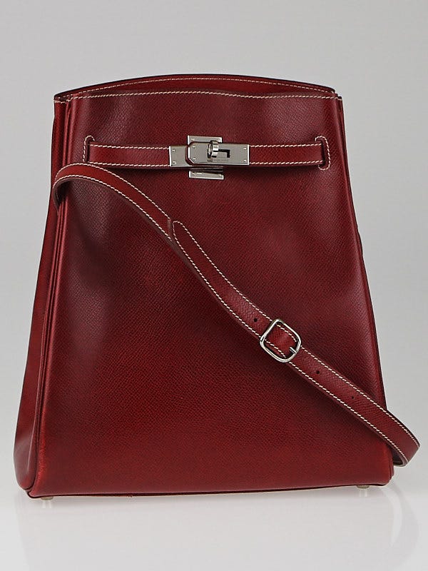 Hermes Rouge H Veau Grain Lisse Leather Kelly Sport GM Bag
