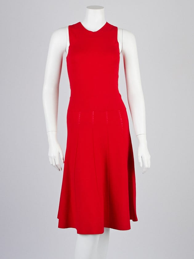 Donna Karan Red Knit Sleeveless Dress Size Petite