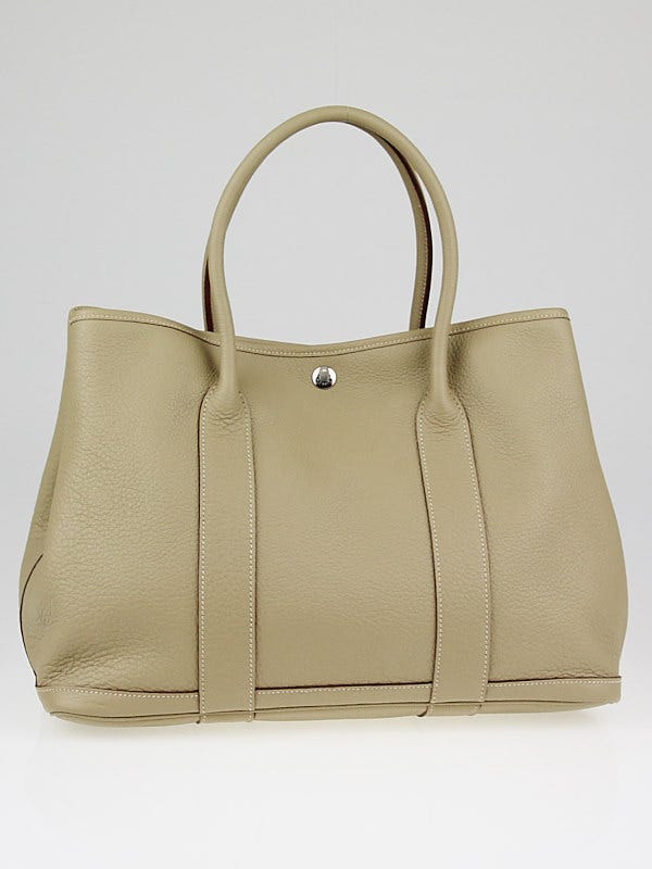 Hermes Etoupe Canvas/Leather Garden Party MM Tote Bag - Yoogi's Closet