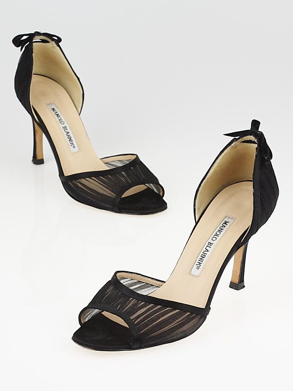 Manolo Blahnik Black Chiffon D'Orsay Heels Size 6.5/37