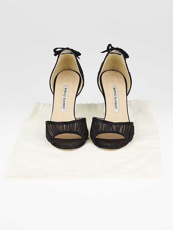 Manolo Blahnik Black Chiffon D'Orsay Heels Size 6.5/37