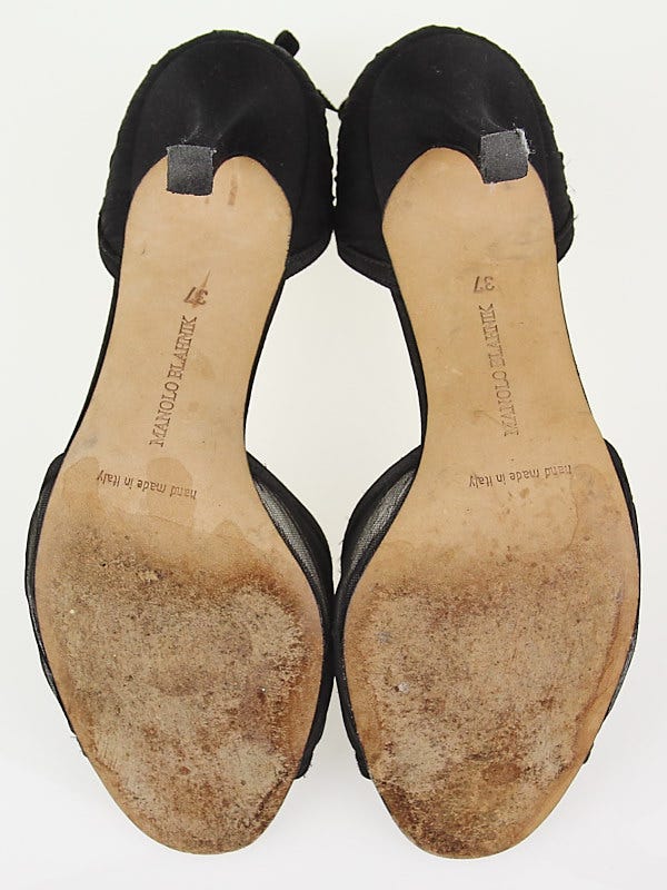 Manolo Blahnik Black Chiffon D'Orsay Heels Size 6.5/37