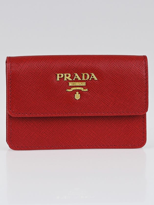 Prada Red Saffiano Leather Card Case