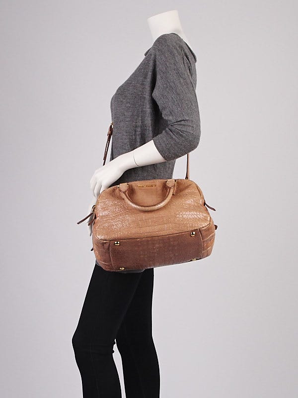 Leather bowling bag in crocoleather, Black with long shoulderbelt. - TopU-Up