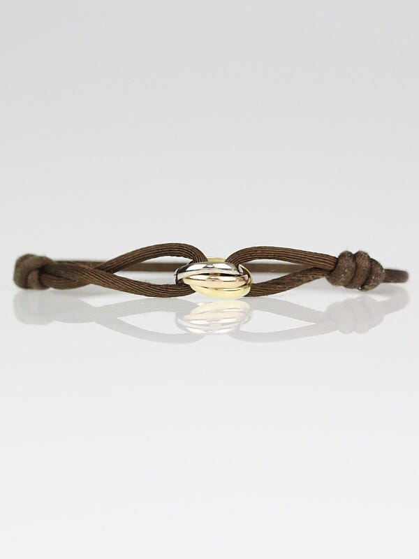 Cartier Brown Silk Cord and 18k Gold Trinity Bracelet