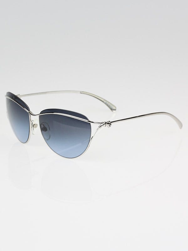 Chanel Silver Metal Frame and Blue Tint Sunglasses-4181 - Yoogi's Closet