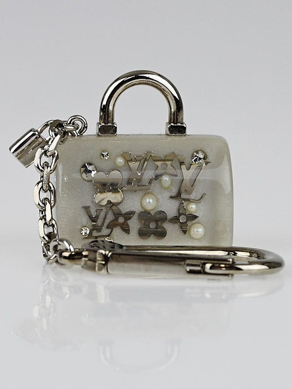LOUIS VUITTON White Inclusion Speedy Key Holder and Bag Charm at