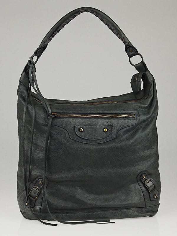 Balenciaga Anthracite Lambskin Leather Day Bag