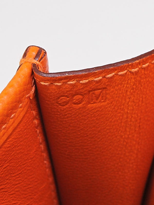 Hermes Orange Epsom Leather Jige Elan Clutch Bag | Yoogi's Closet