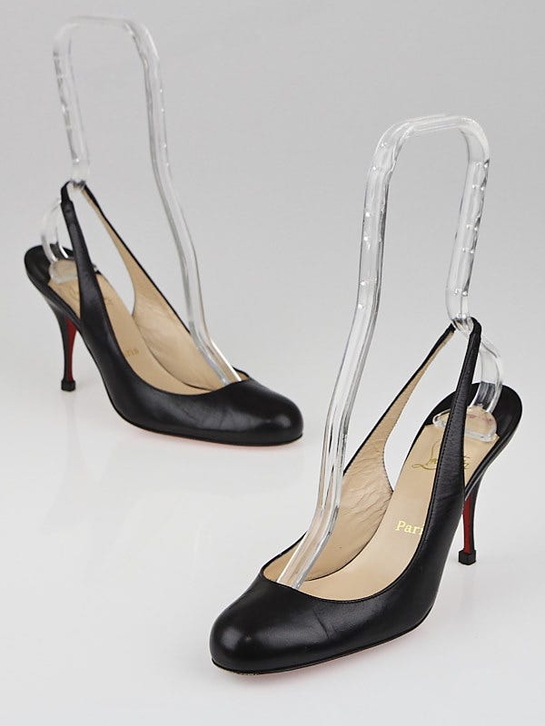 Christian Louboutin Black Leather Horasling Slingback Heels Size 6/36.5
