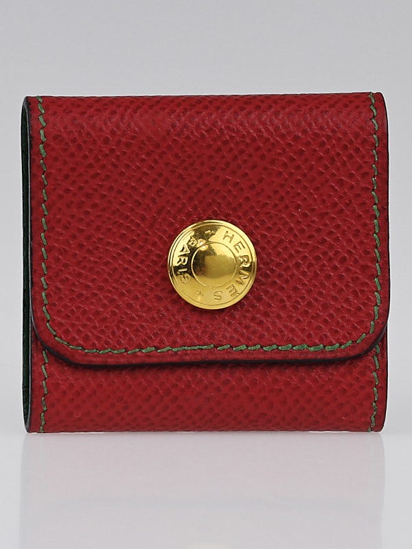 Hermes Red Courchevel Leather Post-It Note Cover 