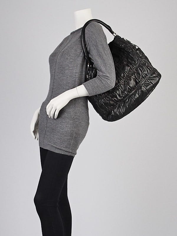 Prada Black Nappa Gaufre Leather Sacca Hobo Bag 