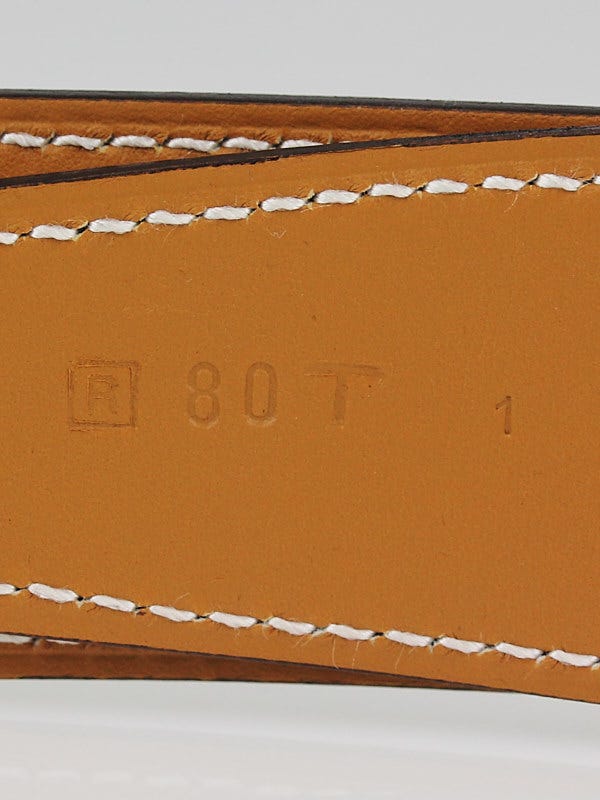 Hermes 32mm Taupe/Curry Epsom Leather Palladium Plated Constance Belt Size  80 - Yoogi's Closet