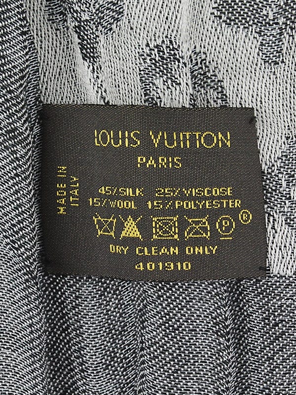 Louis Vuitton Black Monogram Silk Blend Shine Shawl Scarf - Yoogi's Closet