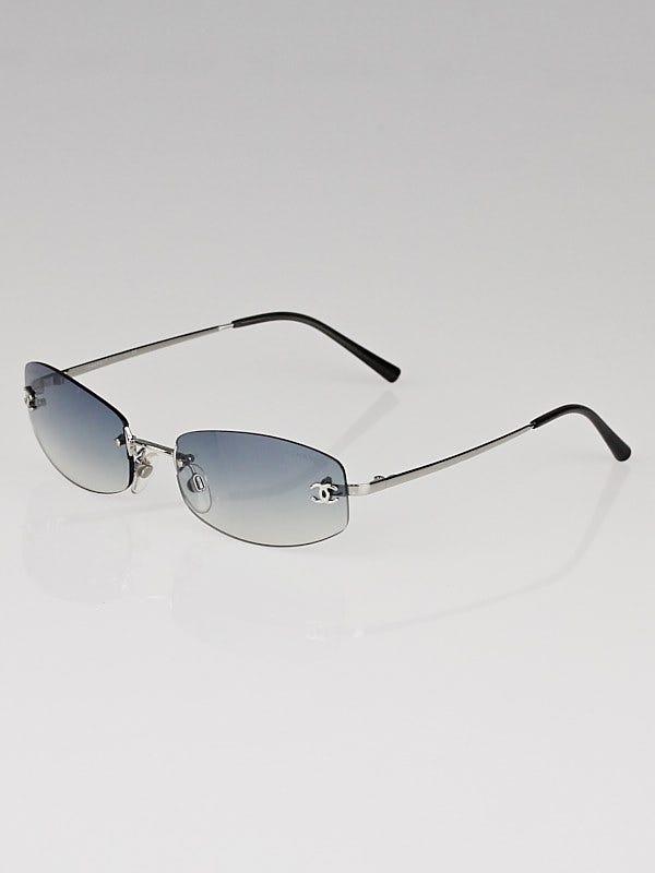 Chanel Blue Gradient Tint Oval Rimless Sunglasses-4002 - Yoogi's Closet