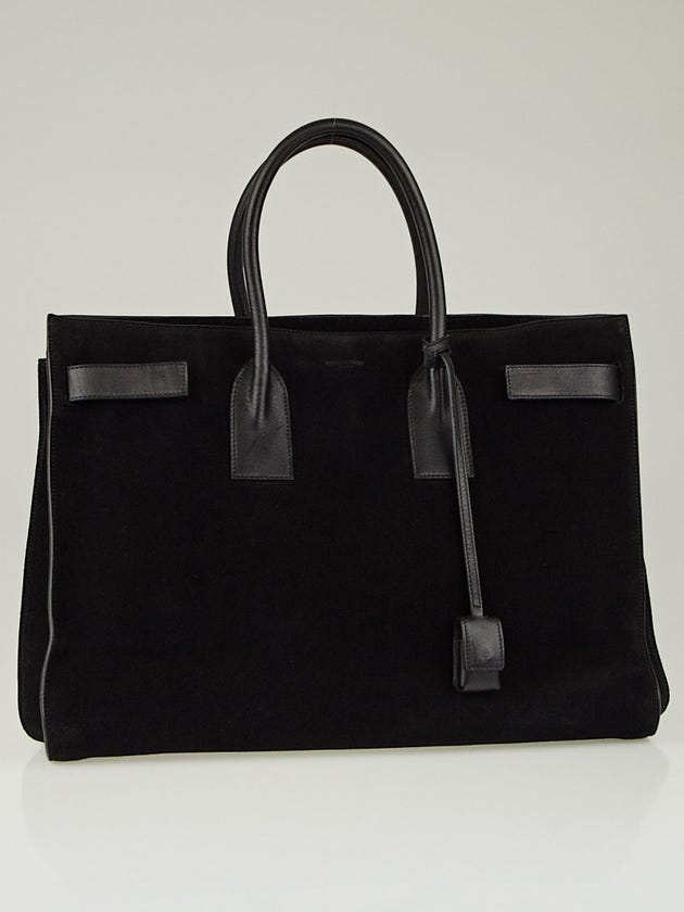 Saint Laurent Black Suede/Leather Classic Large Sac de Jour Bag 