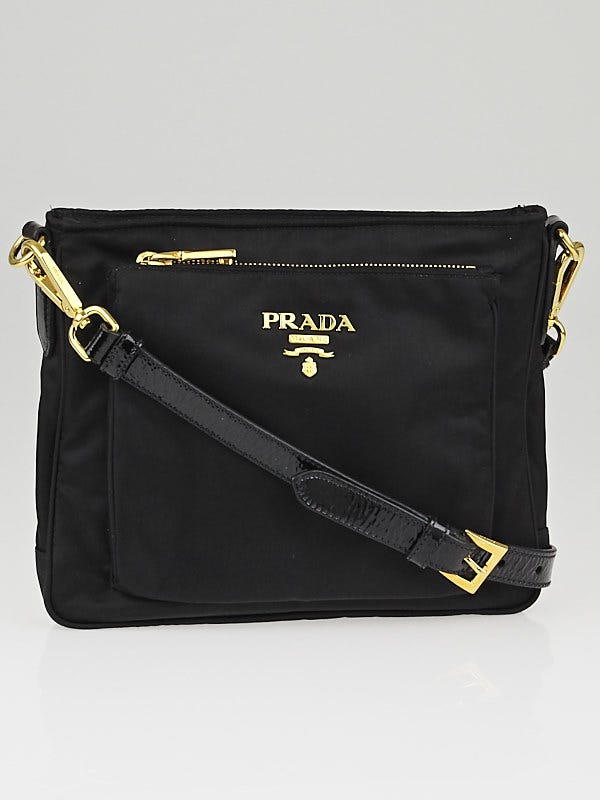 Prada Black Tessuto Nylon and Patent Leather Bandoliera Messenger Bag BT0693