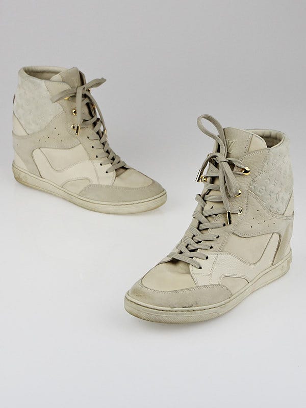 Louis Vuitton Beige Leather Cliff Top Sneaker Wedges Size 8.5/39 - Yoogi's  Closet