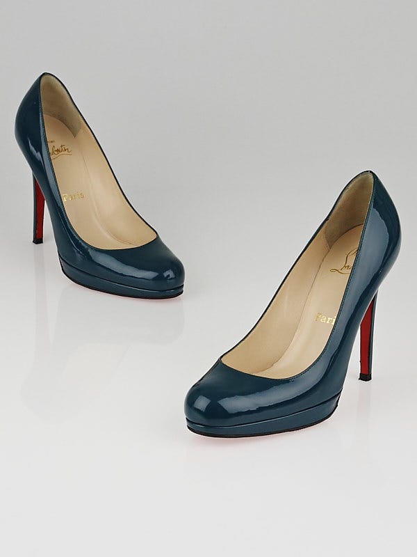 Christian Louboutin Teal Patent Leather New Simple 120 Pumps Size 6.5/37