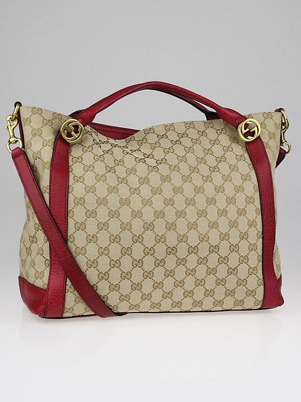 Gucci Beige/Raspberry GG Canvas Miss GG Top Handle Bag