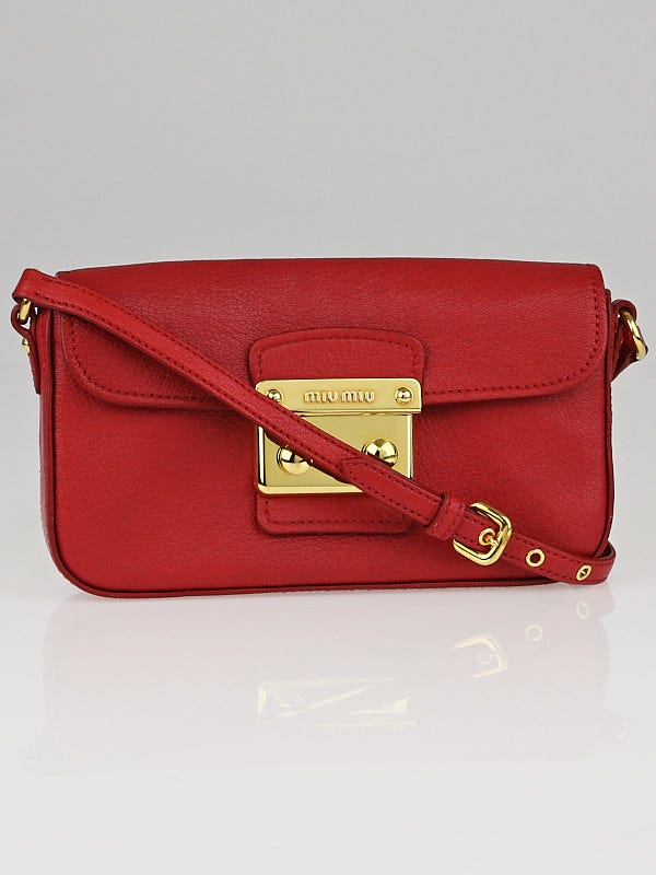 Women's Madras Leather Crossbody Bag by Miu Miu