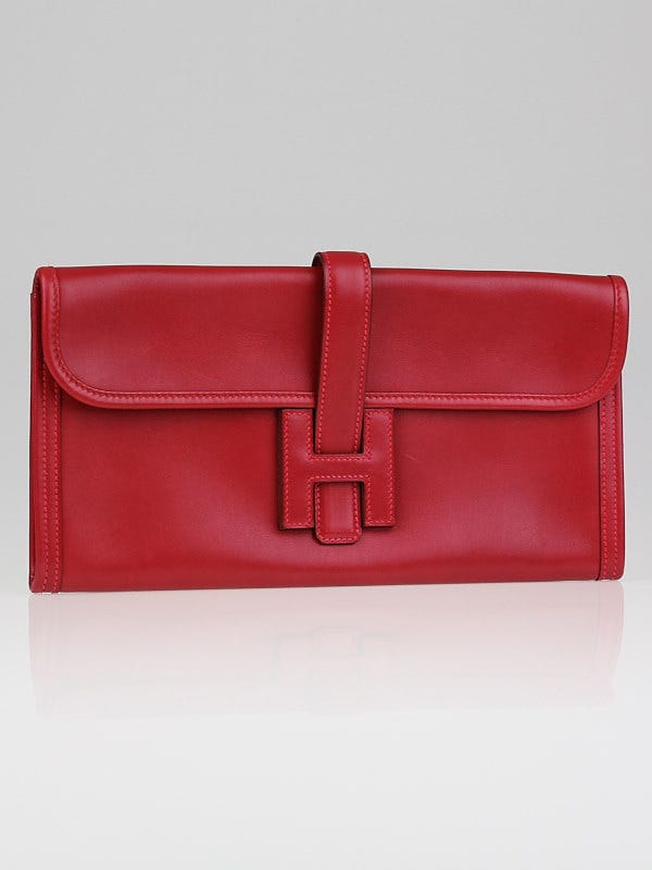 Hermes Rouge Vif Swift Leather Jige Elan Clutch Bag
