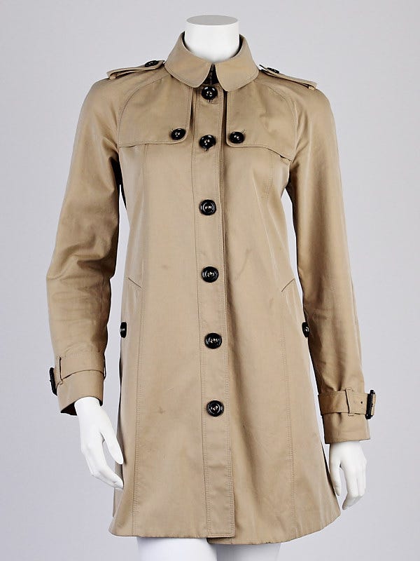 Burberry London Honey Cotton Swing Trench Coat Size 4