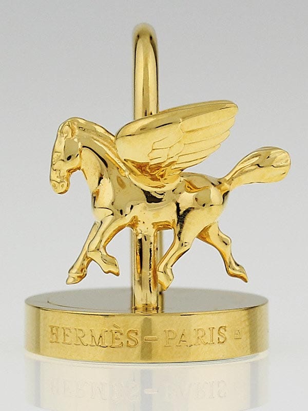 Hermes Goldtone 2011 Pegasus Merry-Go-Round Cadena Lock Charm