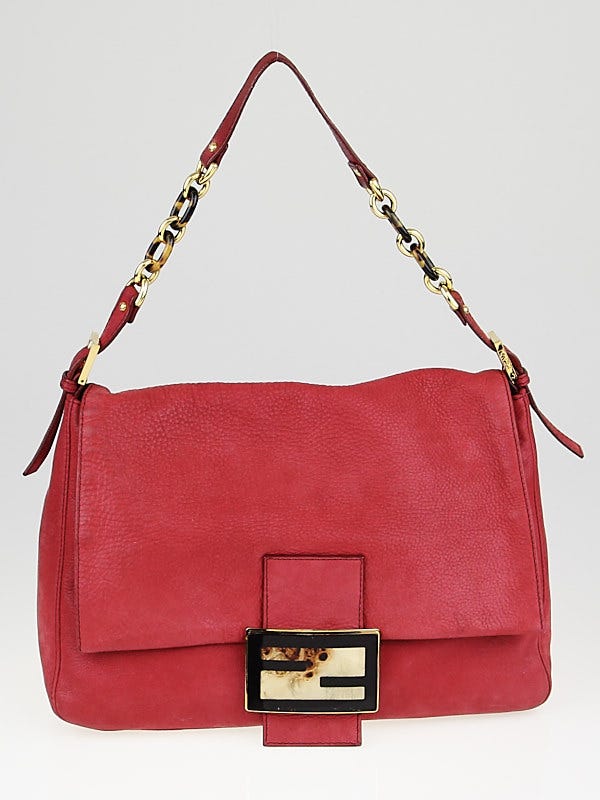 Fendi Red Iridescent Leather Mama Forever Large Flap Shoulder Bag