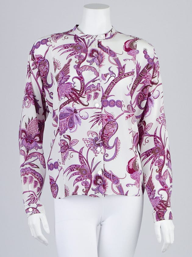 Gucci Purple Silk Guru Blouse Size 6/40