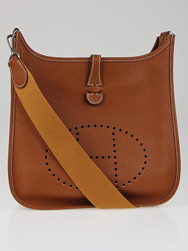 Hermes Gold Clemence Leather Evelyne PM I Bag