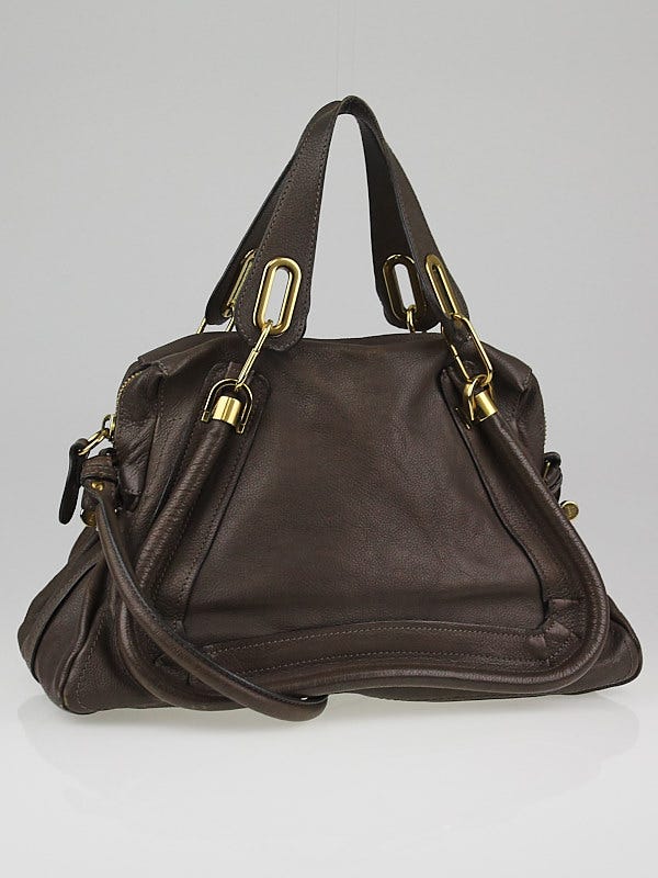 Chloe Dark Brown Pebbled Leather Medium Paraty Bag