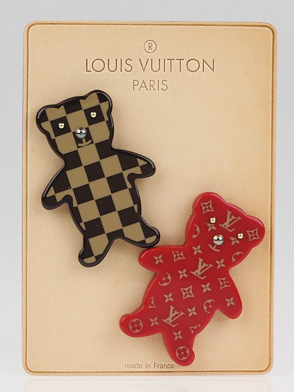 Louis Vuitton Red/Brown Resin Bear Pin Kit