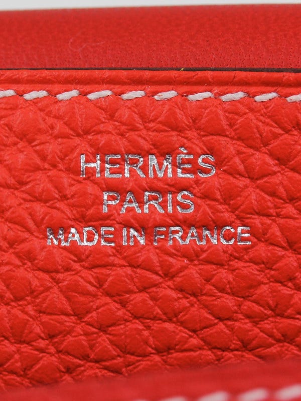 Hermes Bi-Color Geranium/Capucine Clemence Leather Dogon Recto