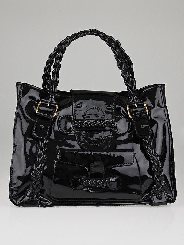 Valentino Garavani Black Patent Leather Large Histoire Tote Bag