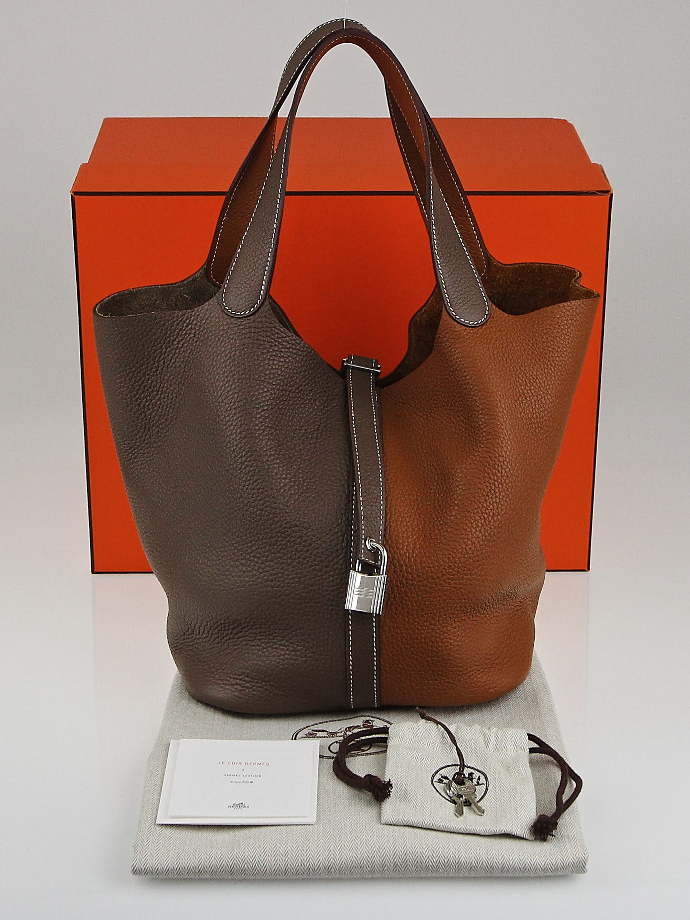 Hermes Picotin Lock Bag Bicolor Clemence Leather Palladium