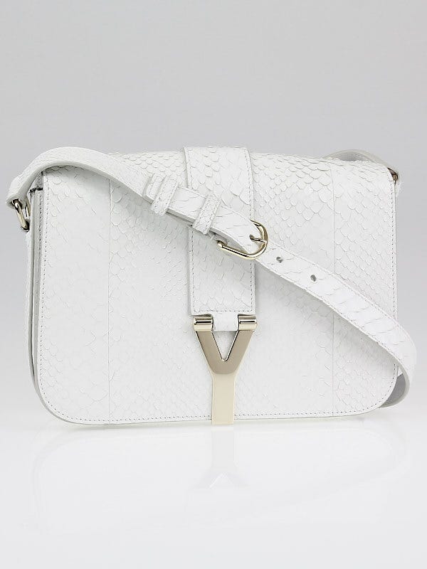 Yves Saint Laurent White Python Medium ChYc Flap Bag