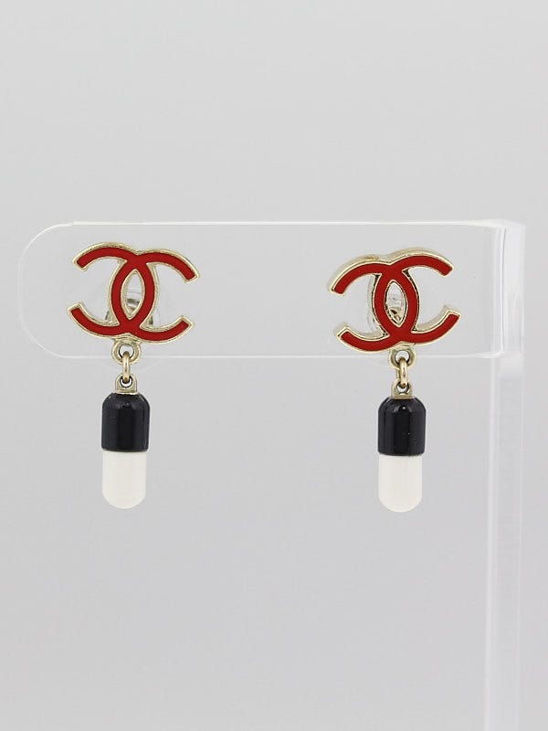 Chanel Resin CC and Pill Drop Earrings