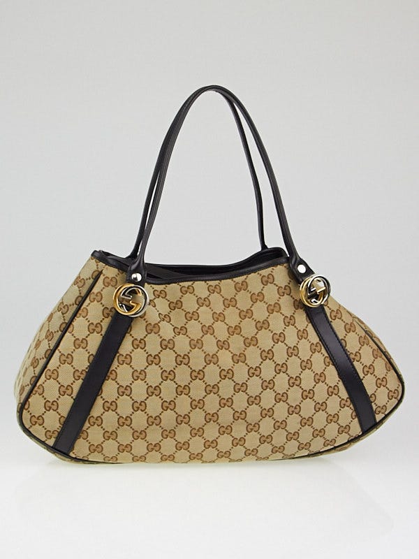 Gucci Beige/Ebony GG Canvas GG Twins Medium Hobo Bag - Yoogi's Closet