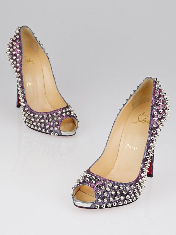 Christian Louboutin Glitter Silver Flo Spike Pumps