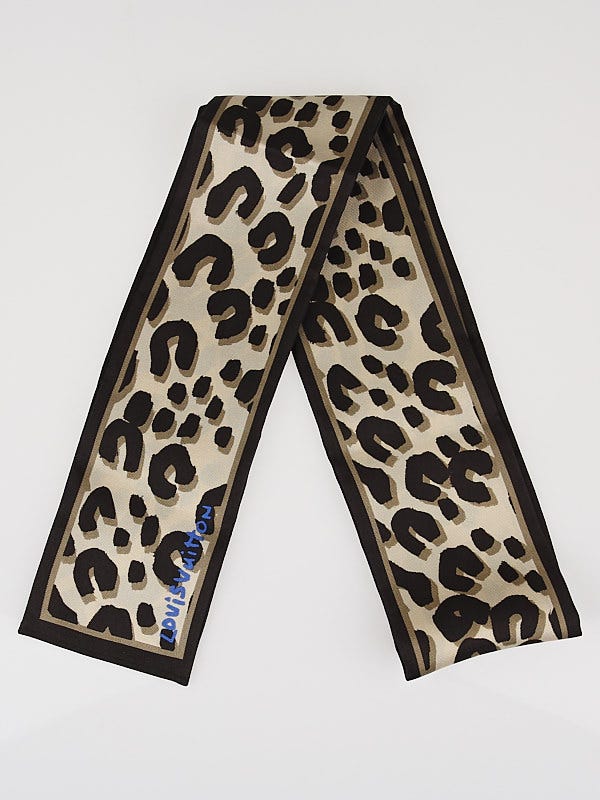 Louis Vuitton Stephen Sprouse Beige Leopard Print Silk Bandeau Scarf