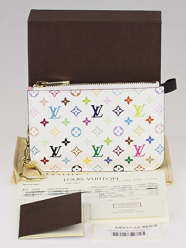 Louis Vuitton White Monogram Multicolor Key Pouch Pochette Cles Keychain  863509