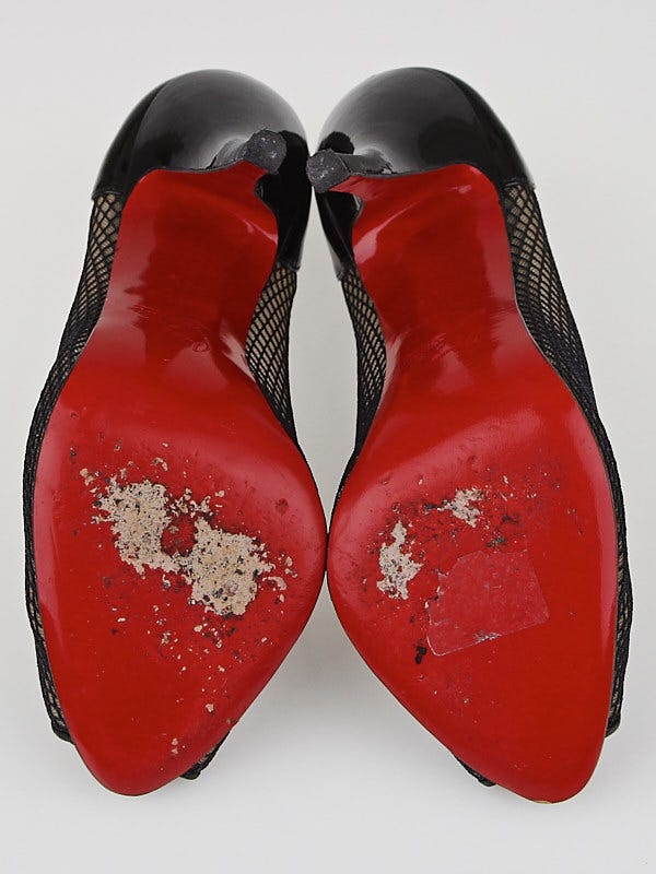 Christian Louboutin Black Fishnet/Patent Leather Fetilo 120
