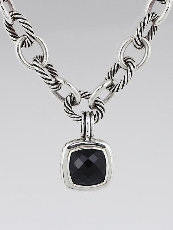 David Yurman Sterling Silver Cable and Black Onyx Albion Pendant