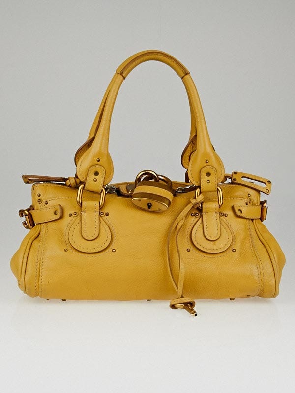 Chloe Yellow Leather Paddington Medium Satchel Bag