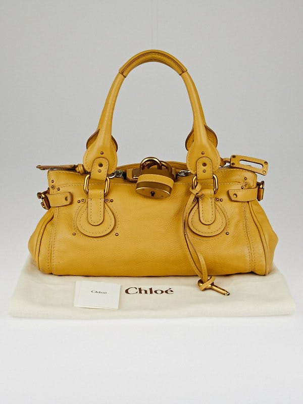 【Chloe 】ゴールドレザー ハンドバッグ Chloe Yellow Leather Paddington Medium Satchel Bag | Yoogi's Closet