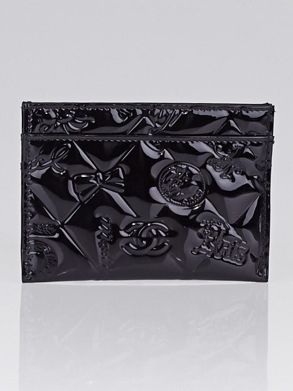 Chanel Black Patent Leather Lucky Symbols Card Holder