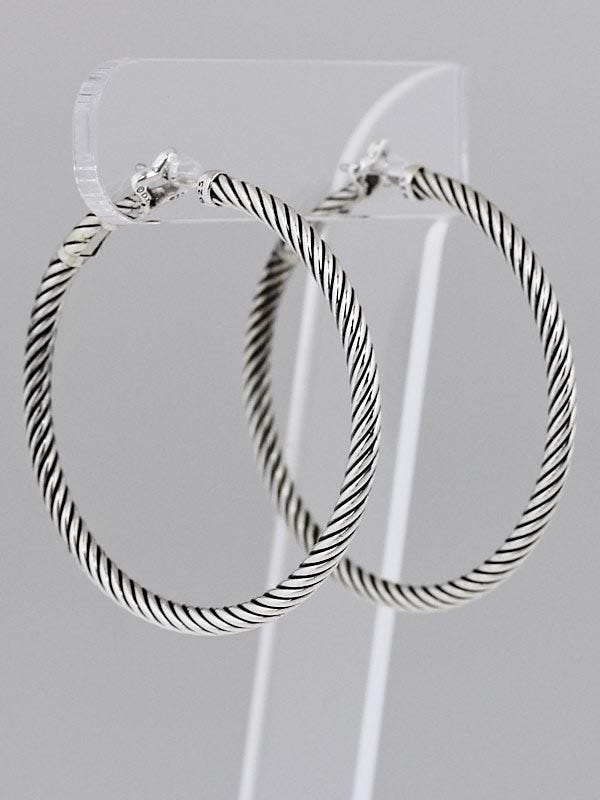 David Yurman Sterling Silver Cable Medium Hoop Earrings