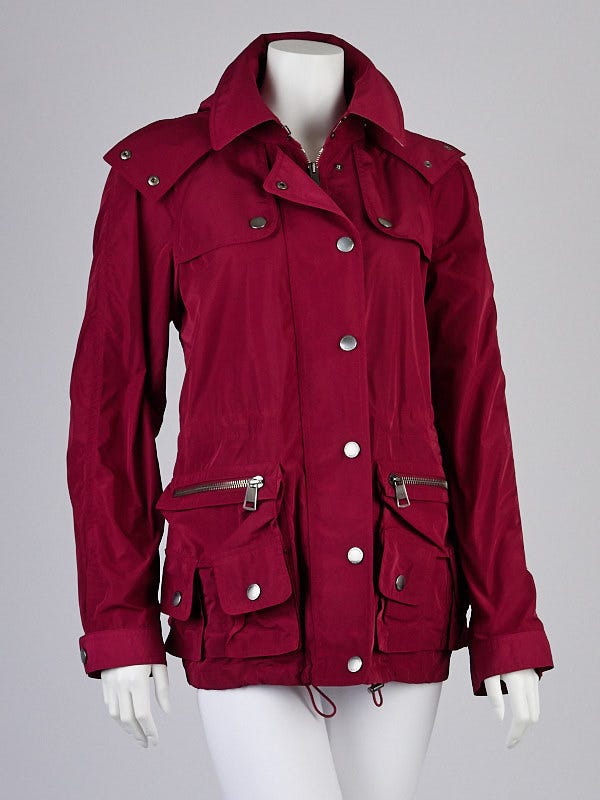 Burberry Brit Viola Polyester Zip-Front Rain Jacket Size 10