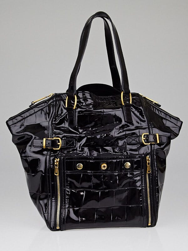 Yves Saint Laurent Black Patent Leather Downtown Medium Tote Bag - Yoogi's  Closet